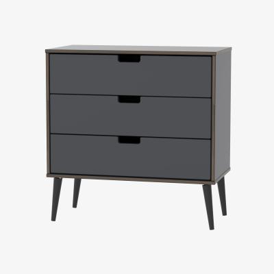 The Range Shanghai B Ready Assembled 3 Drawer Chest - Graphite Black
