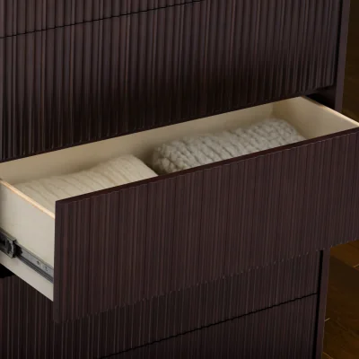 The Range Tremolo 5-Drawer Chest of Drawers with Fluted Fronts, Dark Brown - Black