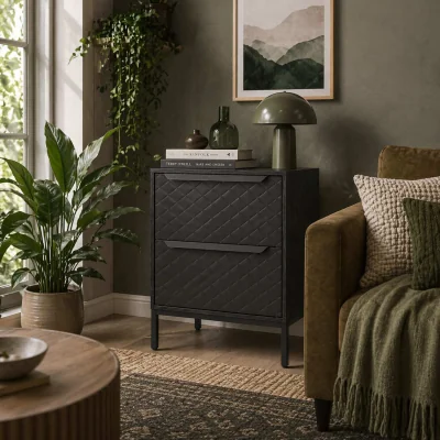The Range Nomiba Metal Black 2-Drawer Fabric Storage Dresser