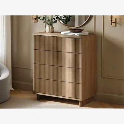 The Range SOLACE+CO Velmor 2 Piece Ribbed Chest of Drawers Set - Oak