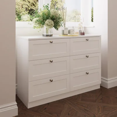 The Range FWStyle 6 Drawer Chest of Drawers Shaker Style Matt White Central Runners - White
