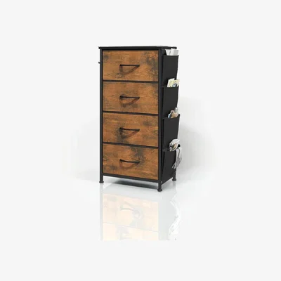 The Range 5-Drawer Chest with Fabric Storage Drawers and Metal Frame - Brown