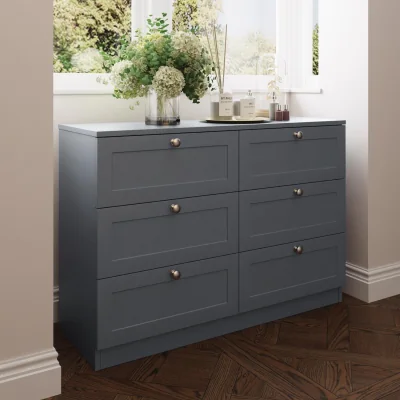 The Range FWStyle Matt Grey 6 Drawer Chest of Drawers Shaker Style Central Runners  - Matt Grey