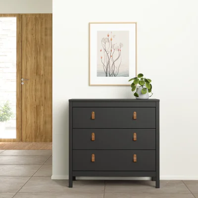 The Range Barcelona Chest 3 Drawers in Cashmere - Matt Black