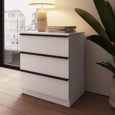 The Range FWStyle Matt White 3 Chest of Drawers Bottom Runners Ripple Effect - White