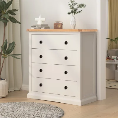 The Range Castelli 4 Drawer Chest - White / Brass