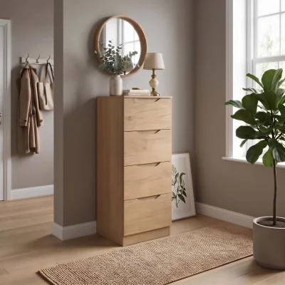 The Range FWStyle Luno Oak 4 Drawer Chest of Drawers Modern Bedroom Storage - Oak
