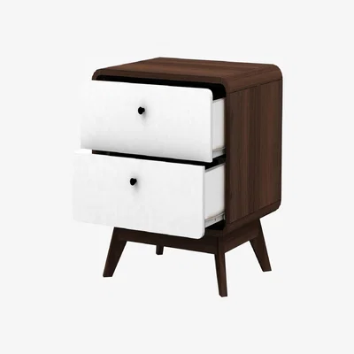 The Range Compact Nightstand with 2 Drawers - Walnut