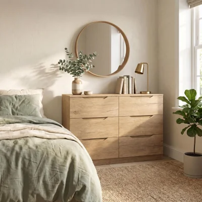 The Range FWStyle Luno Oak 6 Drawer Chest of Drawers Spacious Oak Effect - Oak