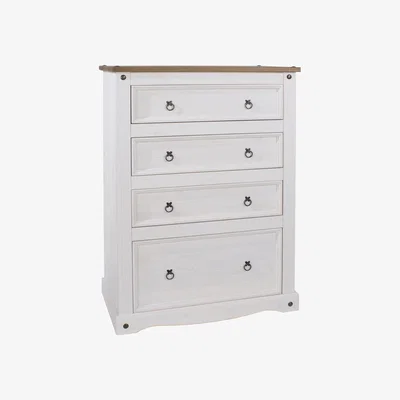The Range Corona White Chest with Four Drawers  - White waxed