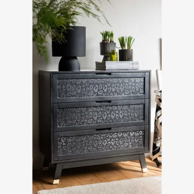 Rockett St George Black Leopard Print Chest Of Drawers
