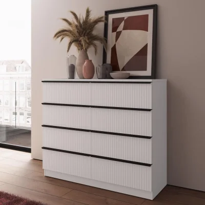 The Range FWStyle White 8 Chest Of Drawers Scratch Resistant Scalloped Ripple Effect - White