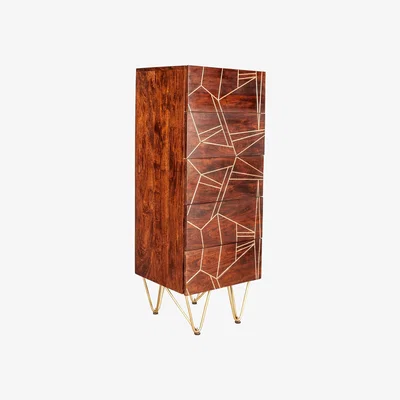 The Range Tall Chest of Drawers Made from Dark Mango Wood - Dark Wood