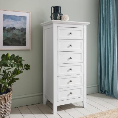 The Range Karlstad Chest of Drawers Tall Bedroom 6 Drawer  - White