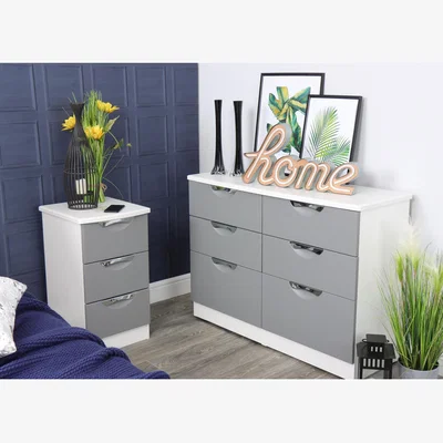 The Range Camden Ready Assembled 6 Drawer Midi Chest - Dusk Grey & White Matt
