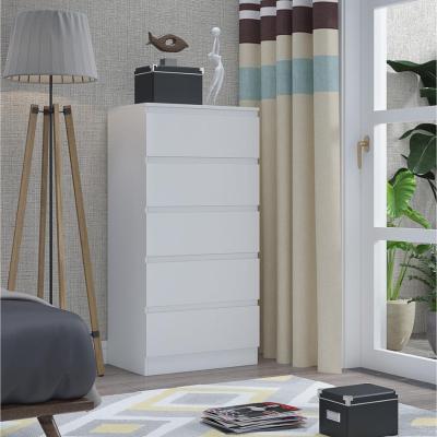 The Range Stora Modern  Tall 5 Drawer Chest of Drawers, Matt White - Matt White