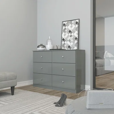 The Range Denver 6 Drawer Chest Gloss - Grey