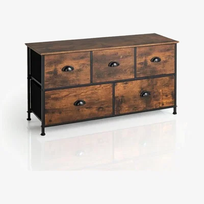 The Range Chest of Drawers with Wooden Top and Front  - Brown