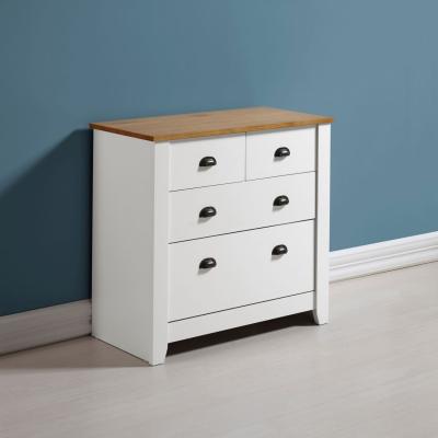 The Range Ludlow 2 over 2 Drawer Chest - White with Oak Tops