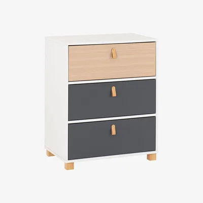 The Range Brooklyn Chest Of 3 Drawers - White, Grey and Oak Effect
