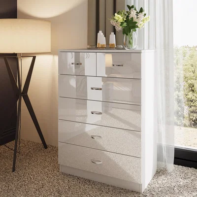 The Range High Gloss Large 6 Drawer Chest Of Drawers - White