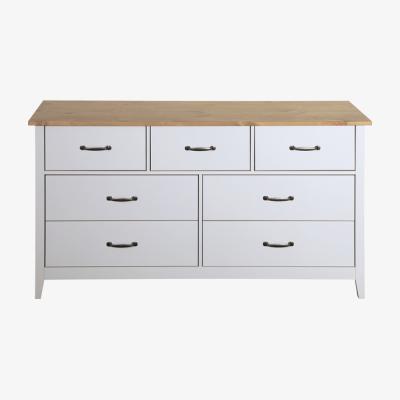 The Range Steens Norfolk Seven Drawer Wide Chest - Light Grey/Pine