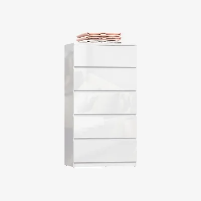The Range HOMCOM Bedroom Chest of Drawers, 5 Drawers Dresser, Drawer Unit, White - White
