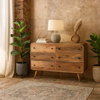 The Range Urbino Large Curved Chest of Drawers Solid Mango Wood ‑ish Matt Finish