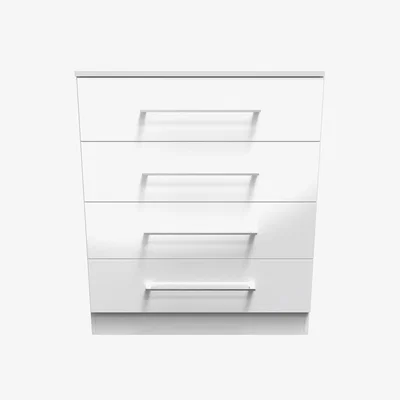 The Range Worcester Ready Assembled 4 Drawer Chest - White Gloss & White