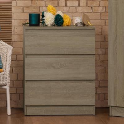 The Range Rustic Oak 3 Drawer Chest of Drawers Bedside Cabinet Scandinavian Style - Rustic Oak