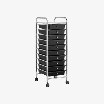 The Range 10 Drawers Rolling Storage Cart with Lockable Wheels - Black