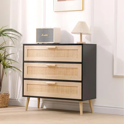The Range HMD Rattan Chest of Drawers  - Black and Natural