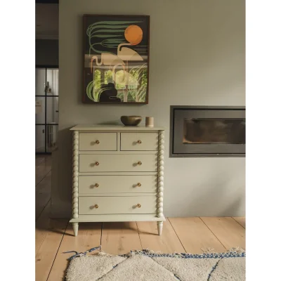 The Range Cromwell 2 Over 3 Chest of Drawers - Pale Olive