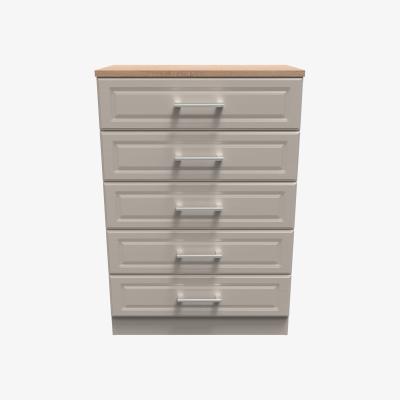 The Range Kent Ready Assembled 5 Drawer Chest - Kashmir Ash & Modern Oak