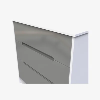 The Range Monaco Ready Assembled 3 Drawer Deep Chest - Grey Gloss & White Matt