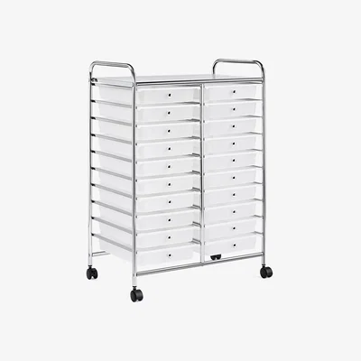 The Range 20 Drawer Rolling Storage Cart Bin - White