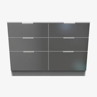 The Range Plymouth Ready Assembled 6 Drawer Midi Chest - Black Gloss & White