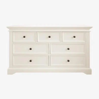 The Range Gainsborough Large 7 Drawer Chest - Vintage Cream / round antique brass handles