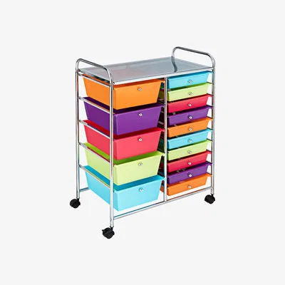 The Range Costway 15 Drawer Rolling Storage Cart-Colorful - Silver