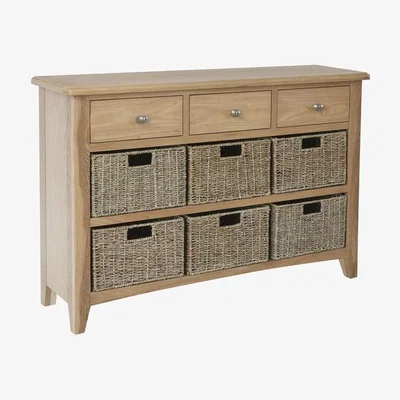 The Range Ashford Drawer Unit With Wicker Baskets - Light Oak / 6