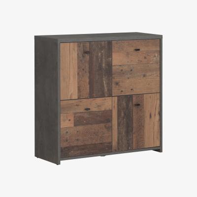 The Range Best 4-Door Chest - Vintage Wood/Dark Grey