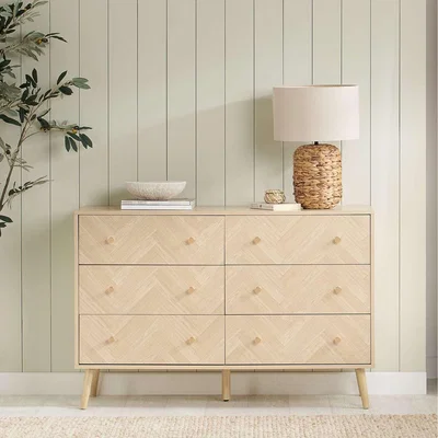 The Range 6 Drawer Oak Brown Wooden Chest Birlea Herringford - Oak