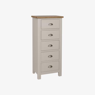 The Range Cambridge 5 Drawer Narrow Chest - Dove Grey