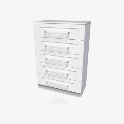 The Range York Ready Assembled 5 Drawer Chest - White Ash