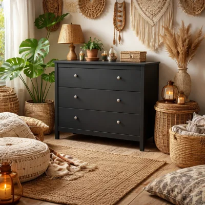 The Range Gossmere Matt 3 Drawer Chest of Drawers - Black