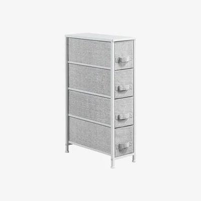 The Range 4-Drawer Slim Fabric Storage Tower - Light Grey