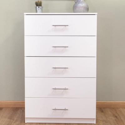 The Range Tall 5 Drawer Chest of Drawers, White Gloss Modern Bedroom Furniture  - White Gloss