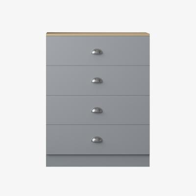 The Range Matt Grey Chest Of Draws with Oak Top - Grey / 3