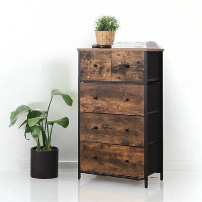 The Range Fabric Chest of Drawers with 5 Storage Compartments - Brown