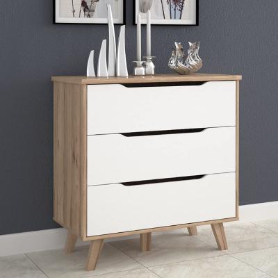 The Range Matt White Light Oak Effect 3 Drawer Chest of Drawers, No Handle - Matt White